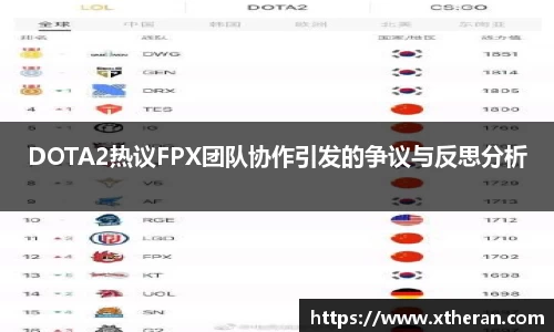 DOTA2热议FPX团队协作引发的争议与反思分析